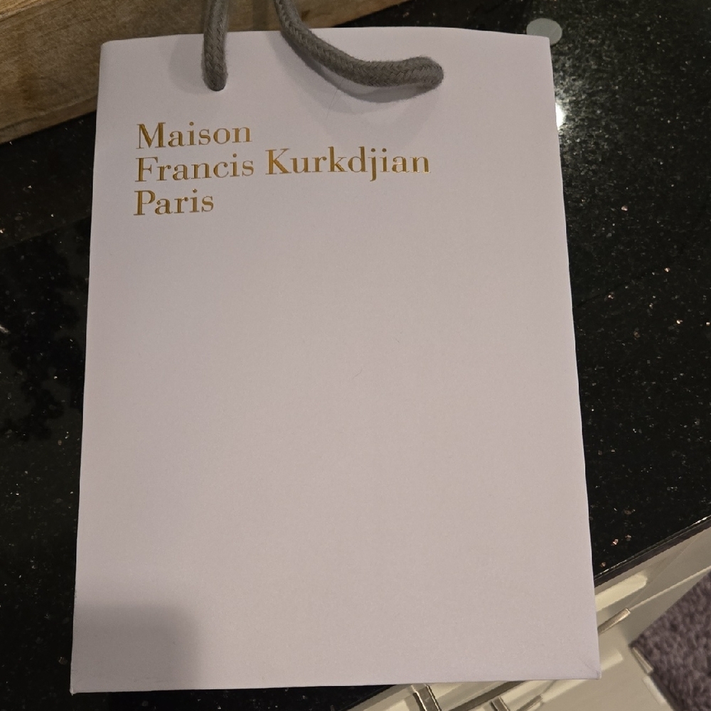 Maison Francis Kurkdjian White Bag with Gold Text